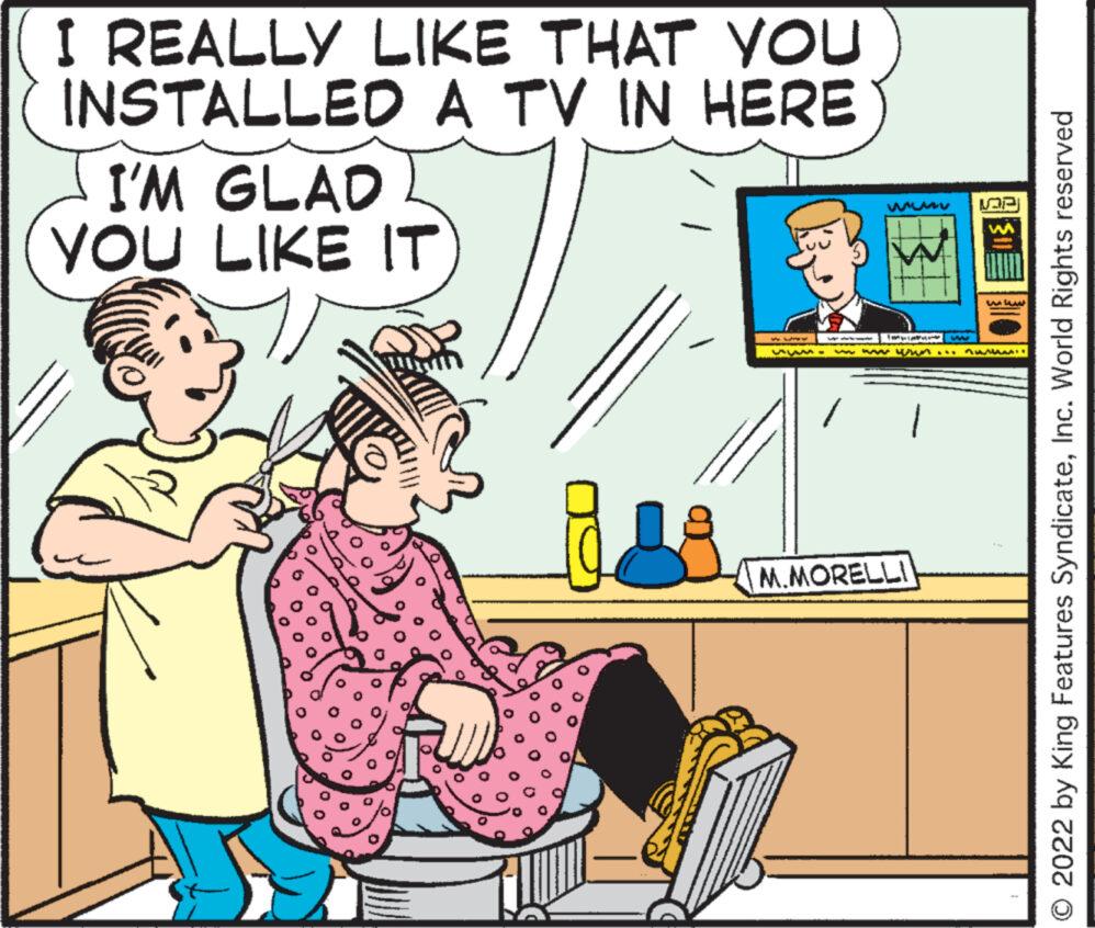 Conversation OCR: I REALLY LIKE THAT YOU INSTALLED A TV IN HERE I'M GLAD YOU LIKE IT w5s VAPI M M.MORELLI www www-www wsun... nu.. © 2022 by King Features SyndicateInc. World Rights reserved I REALLY LIKE THAT YOU INSTALLED A TV IN HERE I'M GLAD YOU LIKE IT w5s VAPI M M.MORELLI www www - www wsun ... nu .. © 2022 by King Features SyndicateInc. World Rights reserved