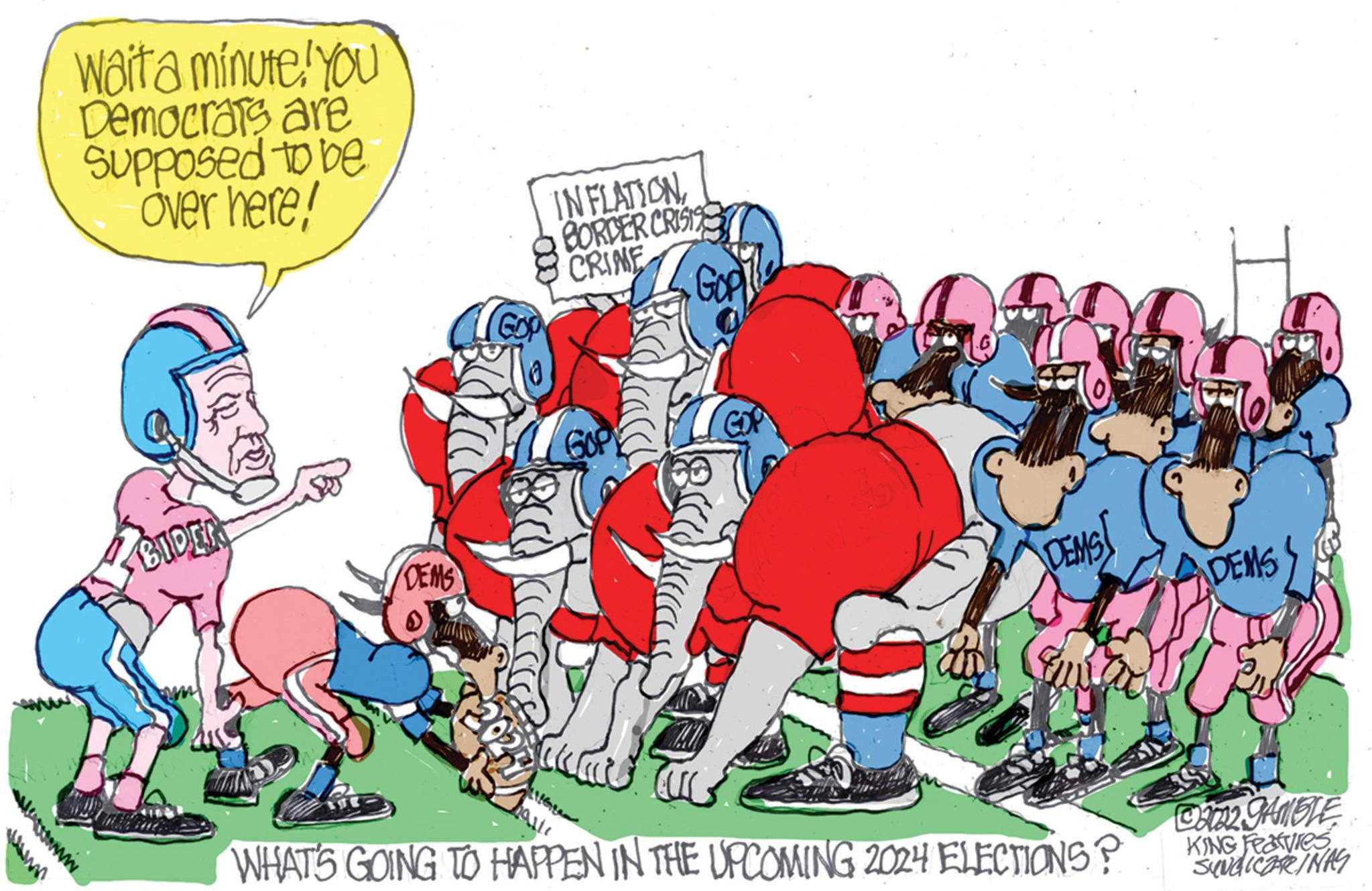 Adaptation OCR: waita minute! You Democrats are Supposed to be Over here! BIDER DEMS INFLATIONBORDER CRIS CRIME DEMS Maur WHAT'S GOING TO HAPPEN IN THE UPCOMING 2024 ELECTIONS? ADEMS @3022. GAMBLE KING Feavies SUNGLERINAG waita minute ! You Democrats are Supposed to be Over here ! BIDER DEMS INFLATIONBORDER CRIS CRIME DEMS Maur WHAT'S GOING TO HAPPEN IN THE UPCOMING 2024 ELECTIONS ? ADEMS @ 3022 . GAMBLE KING Feavies SUNGLERINAG