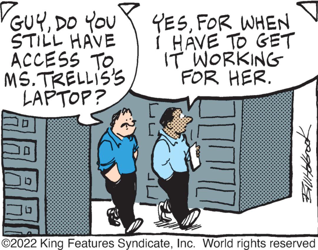 Interaction OCR: "GUYDO YOU STILL HAVE ACCESS TO MS. TRELLIS'S LAPTOP? ABRI YESFOR WHEN HAVE TO GET IT WORKING FOR HER. 00070 FiUHobbrook ?2022 King Features SyndicateInc. World rights reserved " GUYDO YOU STILL HAVE ACCESS TO MS . TRELLIS'S LAPTOP ? ABRI YESFOR WHEN HAVE TO GET IT WORKING FOR HER . 00070 FiUHobbrook ?2022 King Features SyndicateInc. World rights reserved
