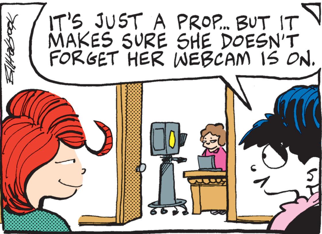 Gesture OCR: IT'S JUST A PROP... BUT IT MAKES SURE SHE DOESN'T FORGET HER WEBCAM IS ON. IT'S JUST A PROP ... BUT IT MAKES SURE SHE DOESN'T FORGET HER WEBCAM IS ON .