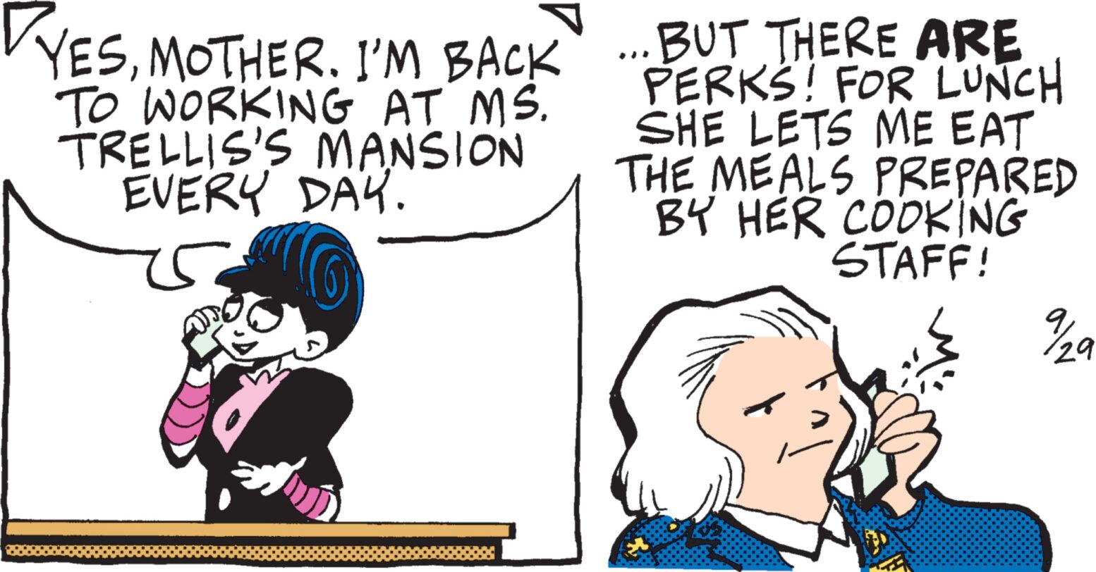 Gesture OCR: YESMOTHER. I'M BACK... BUT THERE ARE TO WORKING AT MS. TRELLIS'S MANSION EVERY DAY. PERKS! FOR LUNCH SHE LETS ME EAT THE MEALS PREPARED BY HER COOKING STAFF! /29 YESMOTHER . I'M BACK ... BUT THERE ARE TO WORKING AT MS . TRELLIS'S MANSION EVERY DAY . PERKS ! FOR LUNCH SHE LETS ME EAT THE MEALS PREPARED BY HER COOKING STAFF ! / 29