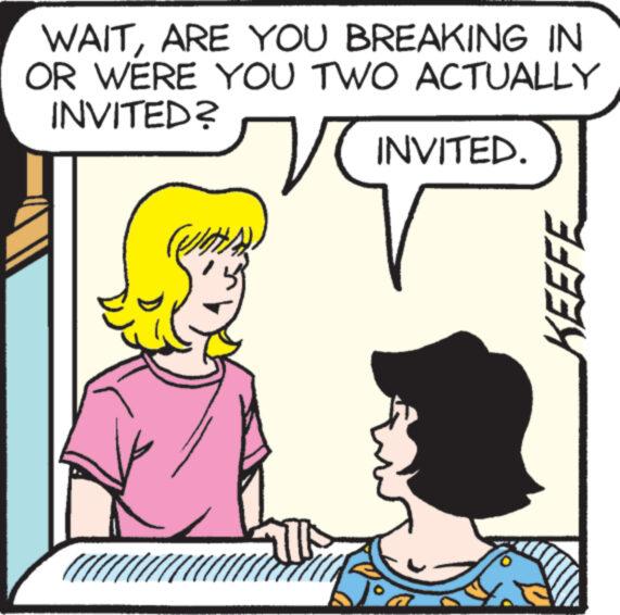 Human OCR: WAITARE YOU BREAKING IN OR WERE YOU TWO ACTUALLY INVITED? (Watt) INVITED. KEEFE WAITARE YOU BREAKING IN OR WERE YOU TWO ACTUALLY INVITED ? ( Watt ) INVITED . KEEFE