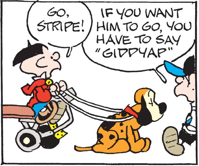 Happy OCR: GOSTRIPE! IF YOU WANT HIM TO GOYOU HAVE TO SAY 'GIDDYAP" 9 $15 GOSTRIPE ! IF YOU WANT HIM TO GOYOU HAVE TO SAY ' GIDDYAP " 9 $ 15