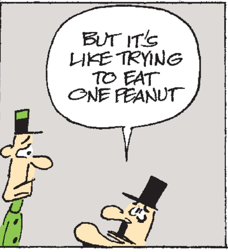 Sharing OCR: BUT IT'S LIKE TRYING TO EAT ONE PEANUT BUT IT'S LIKE TRYING TO EAT ONE PEANUT