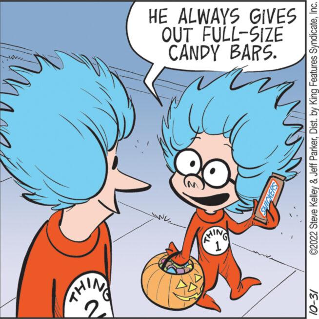 Gesture OCR: 2 THIN IE-01 THING 1 *** SNICKERS CANDY BARS. OUT FULL-SIZE HE ALWAYS GIVES ©2022 Steve Kelley & Jeff ParkerInc. 2 THIN IE - 01 THING 1 *** SNICKERS CANDY BARS . OUT FULL - SIZE HE ALWAYS GIVES © 2022 Steve Kelley & Jeff ParkerDist . by King Features Syndicate