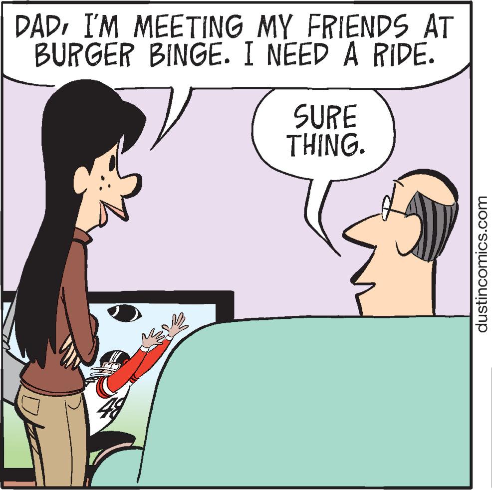 Interaction OCR: DADI'M MEETING MY FRIENDS AT BURGER BINGE. I NEED A RIDE. M SURE THING. dustincomics.com DADI'M MEETING MY FRIENDS AT BURGER BINGE . I NEED A RIDE . M SURE THING . dustincomics.com