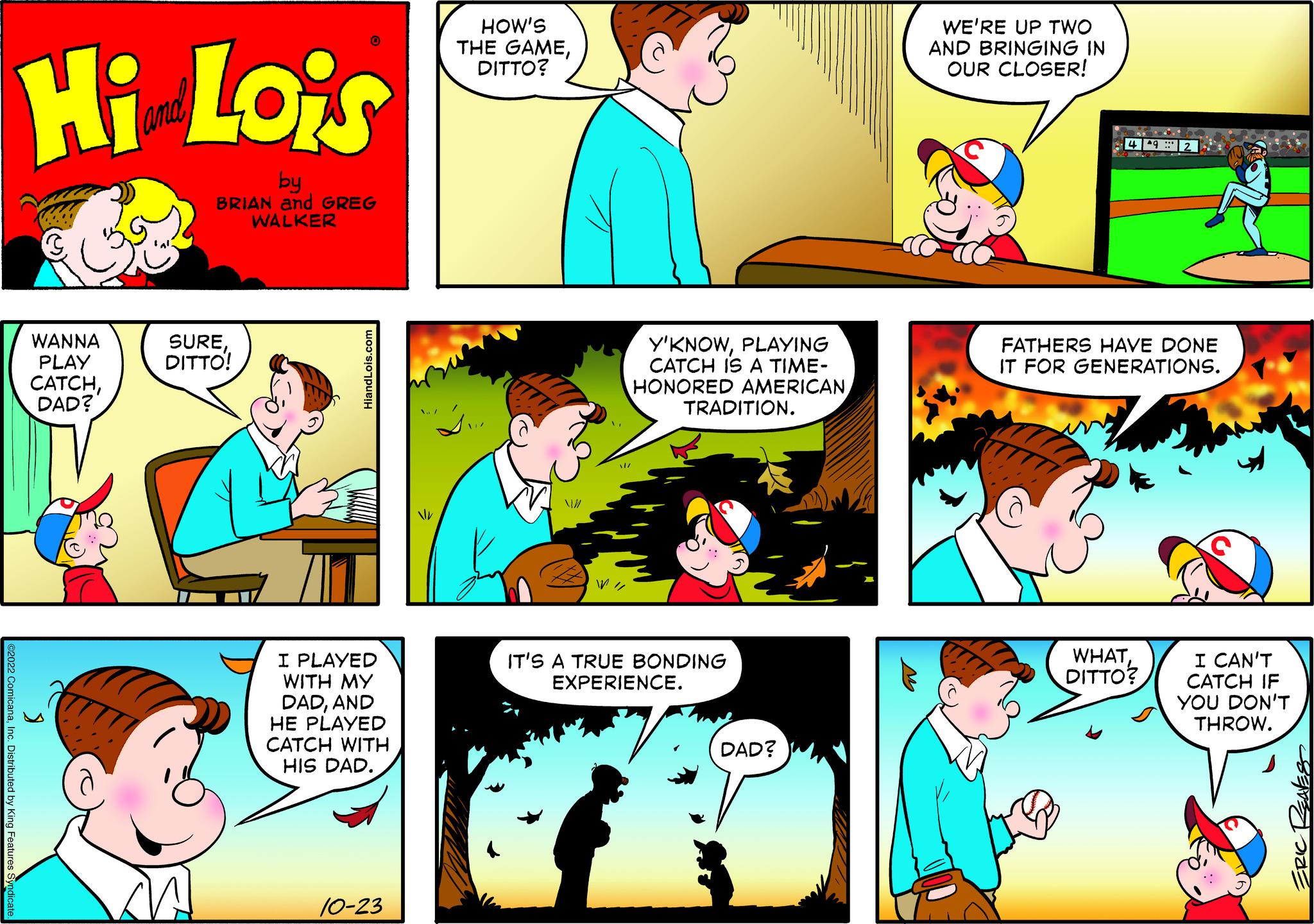 Human OCR: Hi Lois by BRIAN and GREG WALKER WANNA PLAY CATCHDAD? SUREDITTO! M I PLAYED WITH MY DADAND HE PLAYED CATCH WITH HIS DAD. 10-23 HOW'S THE GAMEDITTO? W" Y'KNOWPLAYING CATCH IS A TIME- HONORED AMERICAN TRADITION. IT'S A TRUE BONDING EXPERIENCE. DAD? WE'RE UP TWO AND BRINGING IN OUR CLOSER! NE FOR 44-2 FATHERS HAVE DONE IT FOR GENERATIONS. WHATDITTO? I CAN'T CATCH IF YOU DON'T THROW. Hi Lois by BRIAN and GREG WALKER WANNA PLAY CATCHDAD ? SUREDITTO ! M I PLAYED WITH MY DADAND HE PLAYED CATCH WITH HIS DAD . 10-23 HOW'S THE GAMEDITTO ? W " Y'KNOWPLAYING CATCH IS A TIME HONORED AMERICAN TRADITION . IT'S A TRUE BONDING EXPERIENCE . DAD ? WE'RE UP TWO AND BRINGING IN OUR CLOSER ! NE FOR 44-2 FATHERS HAVE DONE IT FOR GENERATIONS . WHATDITTO ? I CAN'T CATCH IF YOU DON'T THROW .