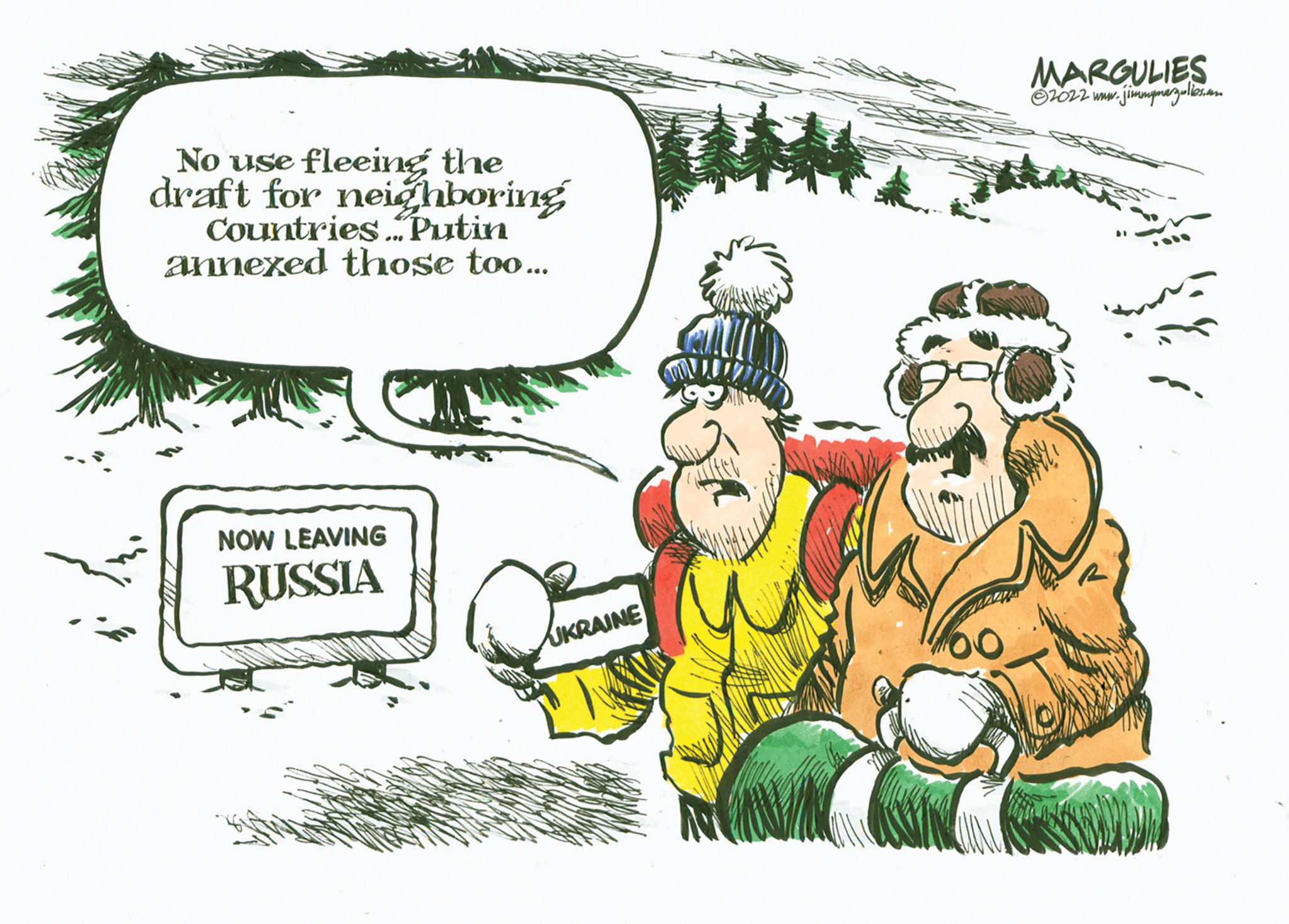Handwriting OCR: No use fleeing the draft for neighboring Countries... Putin annexed those too... NOW LEAVING RUSSIA UKRAINE MARGULIES ?2022 www.jimmpmargulies.an No use fleeing the draft for neighboring Countries ... Putin annexed those too ... NOW LEAVING RUSSIA UKRAINE MARGULIES ?2022 www.jimmpmargulies.an