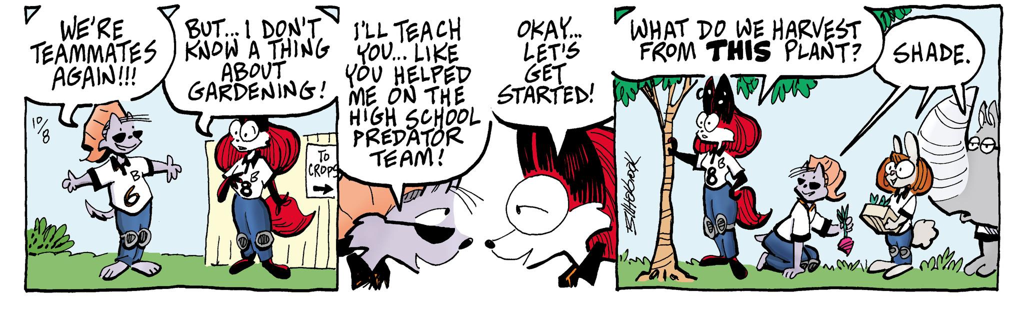 Art OCR: WE'RE TEAMMATES AGAIN!!! BUT... I DON'T KNOW A THING ABOUT GARDENING! To CROPS I'LL TEACH YOU... LIKE YOU HELPED ME ON THE HIGH SCHOOL PREDATOR TEAM! OKAY... LET'S GET STARTED! WHAT DO WE HARVEST FROM THIS PLANT? SHADE. Have pagetils ain De Imme WE'RE TEAMMATES AGAIN !!! BUT ... I DON'T KNOW A THING ABOUT GARDENING ! To CROPS I'LL TEACH YOU ... LIKE YOU HELPED ME ON THE HIGH SCHOOL PREDATOR TEAM ! OKAY ... LET'S GET STARTED ! WHAT DO WE HARVEST FROM THIS PLANT ? SHADE . Have pagetils ain De Imme
