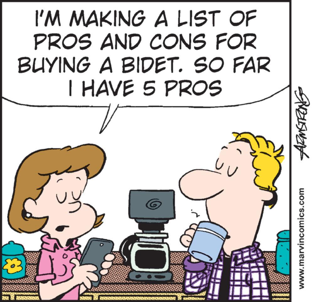 Interaction OCR: I'M MAKING A LIST OF PROS AND CONS FOR BUYING A BIDET. SO FAR I HAVE 5 PROS us 10 Z Uu Vk 10 SUZUSWAN www.marvincomics.com I'M MAKING A LIST OF PROS AND CONS FOR BUYING A BIDET . SO FAR I HAVE 5 PROS us 10 Z Uu Vk 10 SUZUSWAN www.marvincomics.com