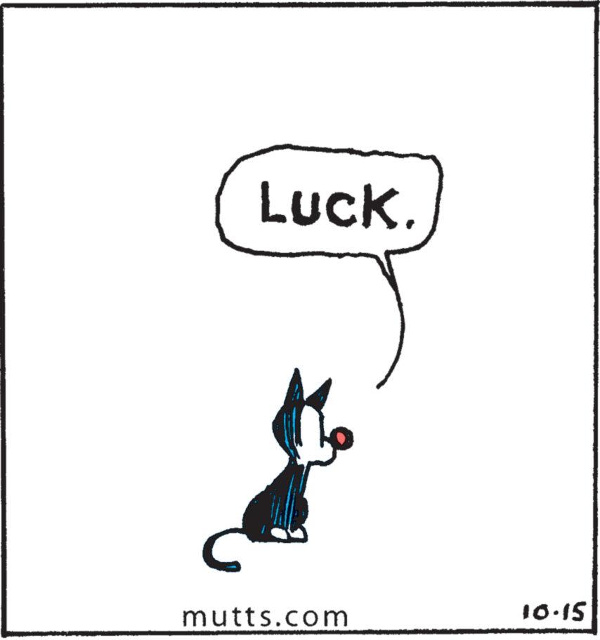 Happy OCR: Luck. mutts.com 10.15 Luck . mutts.com 10.15