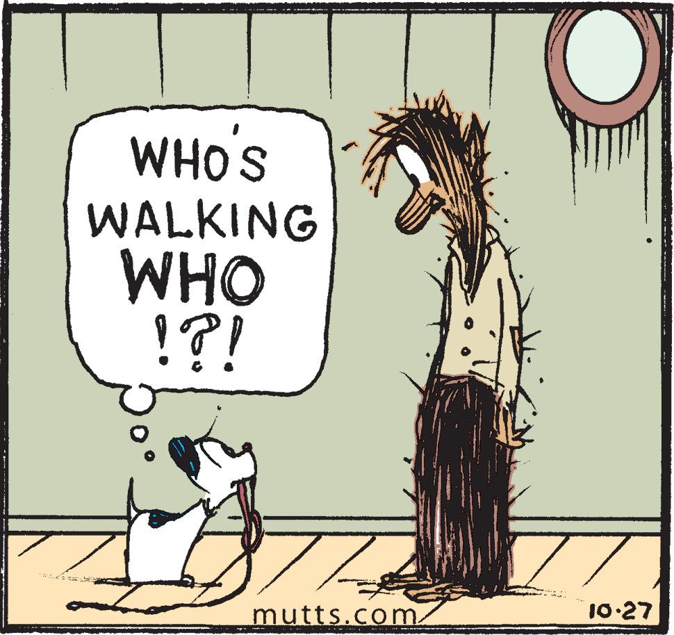 Rectangle OCR: I L WHO'S WALKING WHO !?! mutts.com .. 10.27 I L WHO'S WALKING WHO ! ? ! mutts.com .. 10.27