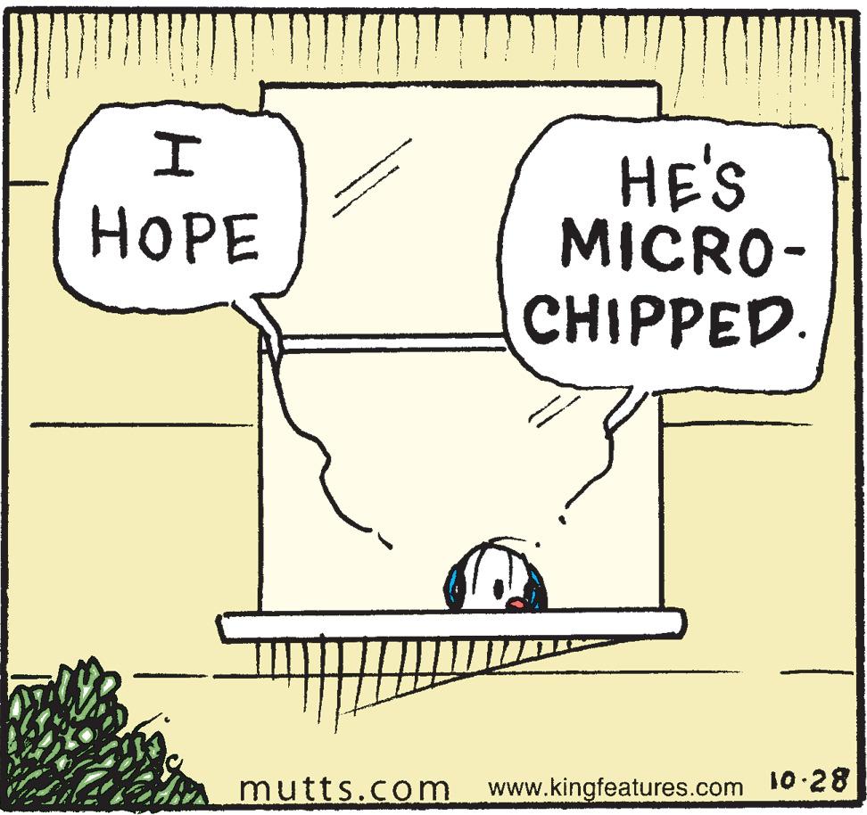 Circle OCR: I HOPE HE'S MICRO- CHIPPED mutts.com www.kingfeatures.com 10.28 I HOPE HE'S MICRO CHIPPED mutts.com www.kingfeatures.com 10.28