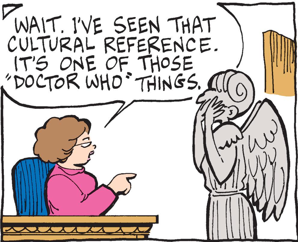 Human OCR: WAIT. I'VE SEEN THAT CULTURAL REFERENCE. IT'S ONE OF THOSE "DOCTOR WHO THINGS. ?? WAIT . I'VE SEEN THAT CULTURAL REFERENCE . IT'S ONE OF THOSE " DOCTOR WHO THINGS . ??