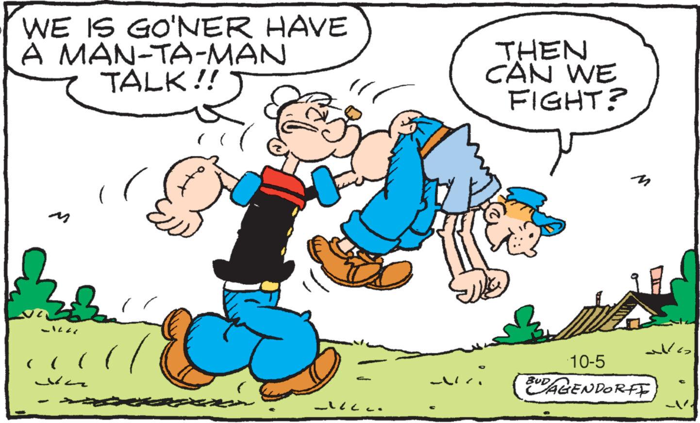 Font OCR: WE IS GO'NER HAVE A MAN-TA-MAN TALK!! ( -1221 -2. THEN CAN WE FIGHT? allo 10-5 AGENDORFF BUD -V. WE IS GO'NER HAVE A MAN - TA - MAN TALK !! ( -1221 -2 . THEN CAN WE FIGHT ? allo 10-5 AGENDORFF BUD -V .