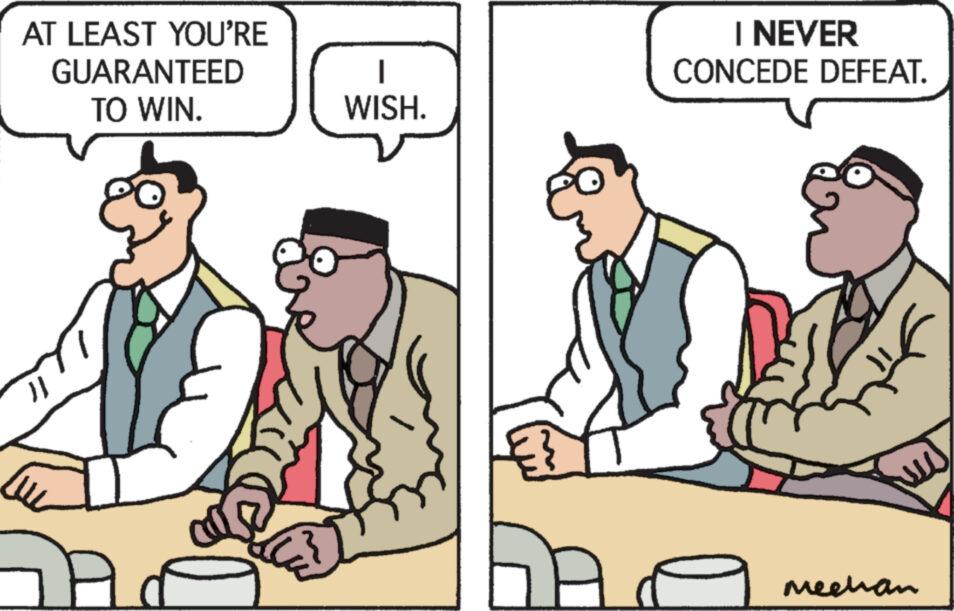 Social group OCR: AT LEAST YOU'RE GUARANTEED TO WIN. }} WISH. I NEVER CONCEDE DEFEAT. Yi Meehan AT LEAST YOU'RE GUARANTEED TO WIN . } } WISH . I NEVER CONCEDE DEFEAT . Yi Meehan
