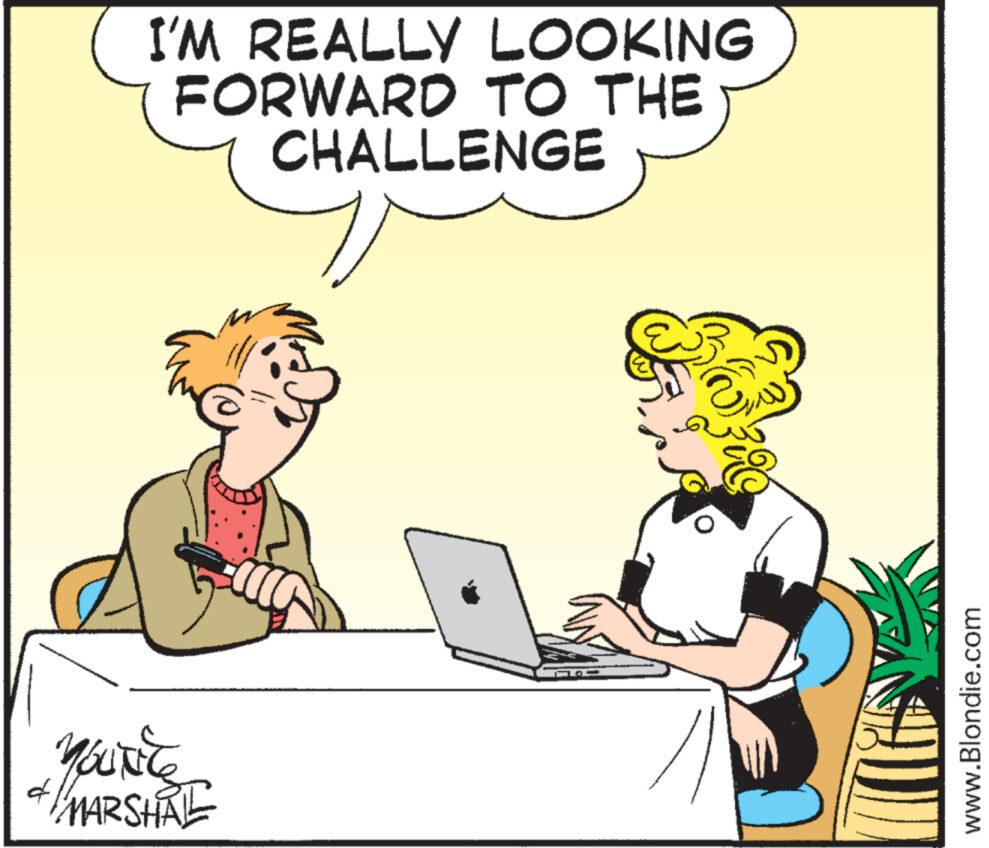 Line OCR: I'M REALLY LOOKING FORWARD TO THE CHALLENGE youts MARSHAL ? www.Blondie.com I'M REALLY LOOKING FORWARD TO THE CHALLENGE youts MARSHAL ? www.Blondie.com