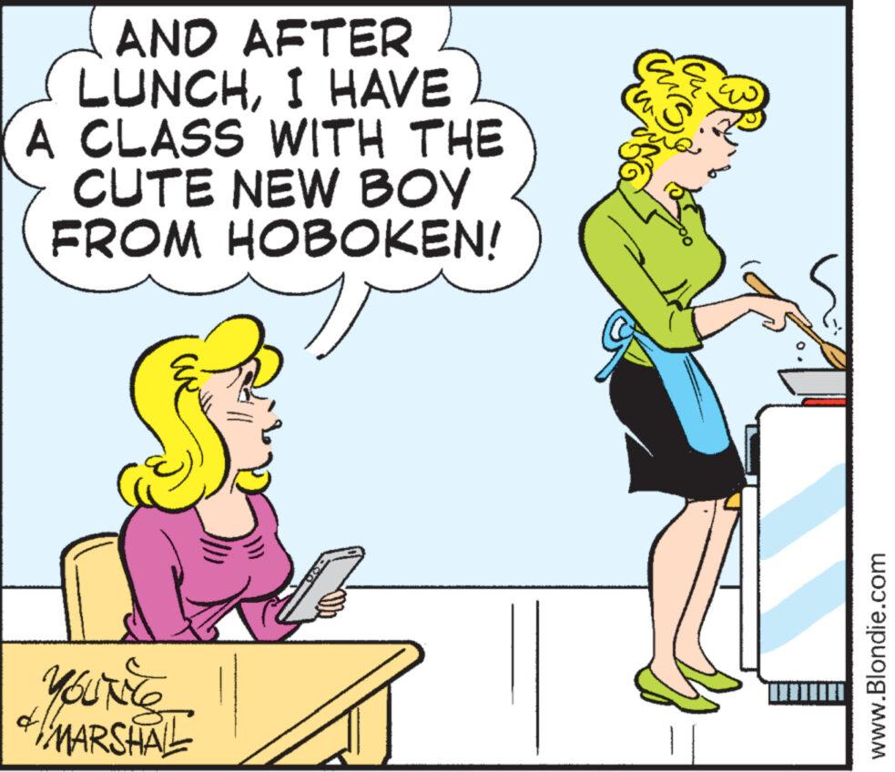 Interaction OCR: AND AFTER LUNCHI HAVE A CLASS WITH THE CUTE NEW BOY FROM HOBOKEN! E Yourite MARSHALL WS www.Blondie.com AND AFTER LUNCHI HAVE A CLASS WITH THE CUTE NEW BOY FROM HOBOKEN ! E Yourite MARSHALL WS www.Blondie.com