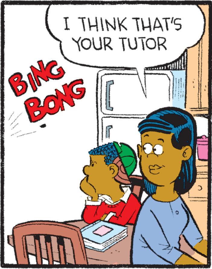 Conversation OCR: BING BONG v I THINK THAT'S YOUR TUTOR -1. e 3 BING BONG v I THINK THAT'S YOUR TUTOR -1 . e 3