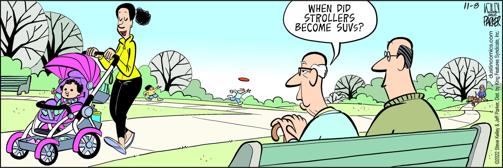 Pleased OCR: BECOME SUVS? STROLLERS WHEN DID ". dustincomics.com ©2022 Steve Kelley & Jeff ParkerInc. 11-8 KOLE PARKER and BECOME SUVS ? STROLLERS WHEN DID " . dustincomics.com © 2022 Steve Kelley & Jeff ParkerDist . by King Features SyndicateInc. 11-8 KOLE PARKER and
