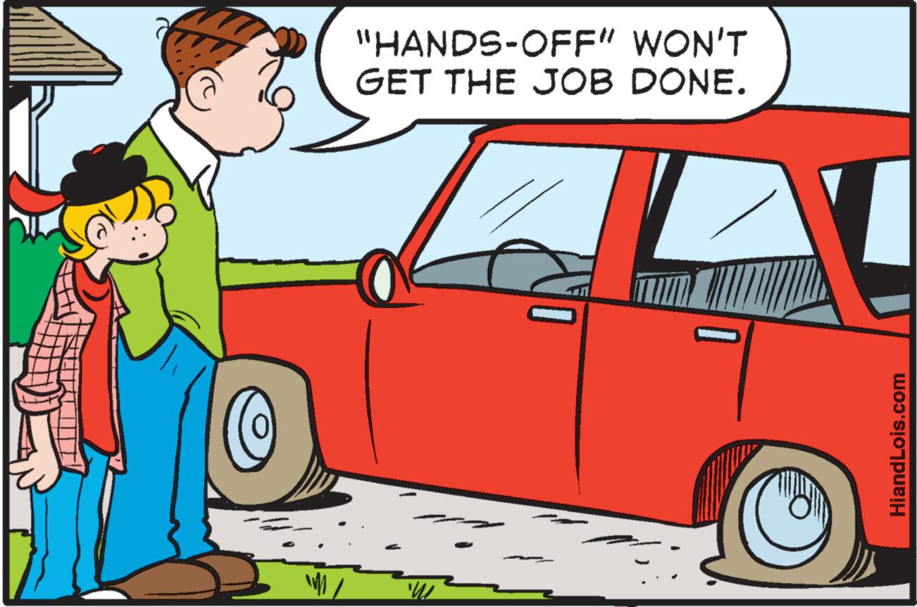 Automotive design OCR: (? "HANDS-OFF" WON'T GET THE JOB DONE. z HiandLois.com ( ? " HANDS - OFF " WON'T GET THE JOB DONE . z HiandLois.com