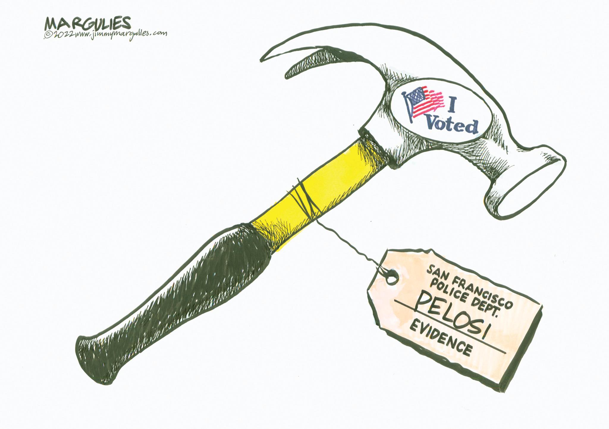 Line art OCR: MARGULIES ?2022 www.jimmymargulies.com ACAR I Voted SAN FRANCISCO POLICE DEPT. PELOSI EVIDENCE MARGULIES ?2022 www.jimmymargulies.com ACAR I Voted SAN FRANCISCO POLICE DEPT . PELOSI EVIDENCE