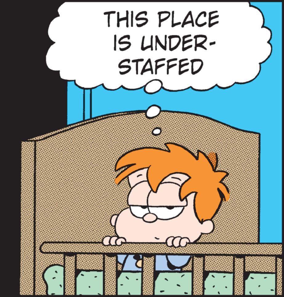 Fictional character OCR: THIS PLACE IS UNDER- STAFFED CIG O THIS PLACE IS UNDER STAFFED CIG O