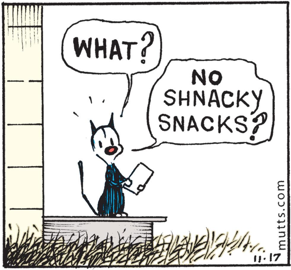 Parallel OCR: WHAT? E NO SHNACKY SNACKS? ???????? 14.10. mutts.com 11.17 WHAT ? E NO SHNACKY SNACKS ? ???????? 14.10 . mutts.com 11.17