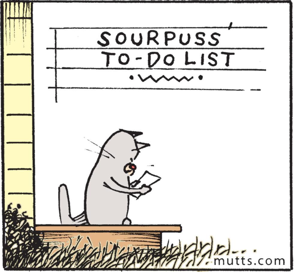 Paper OCR: TT W SOURPUSS TO-DO LIST MAX Edur mutts.com TT W SOURPUSS TO - DO LIST MAX Edur mutts.com