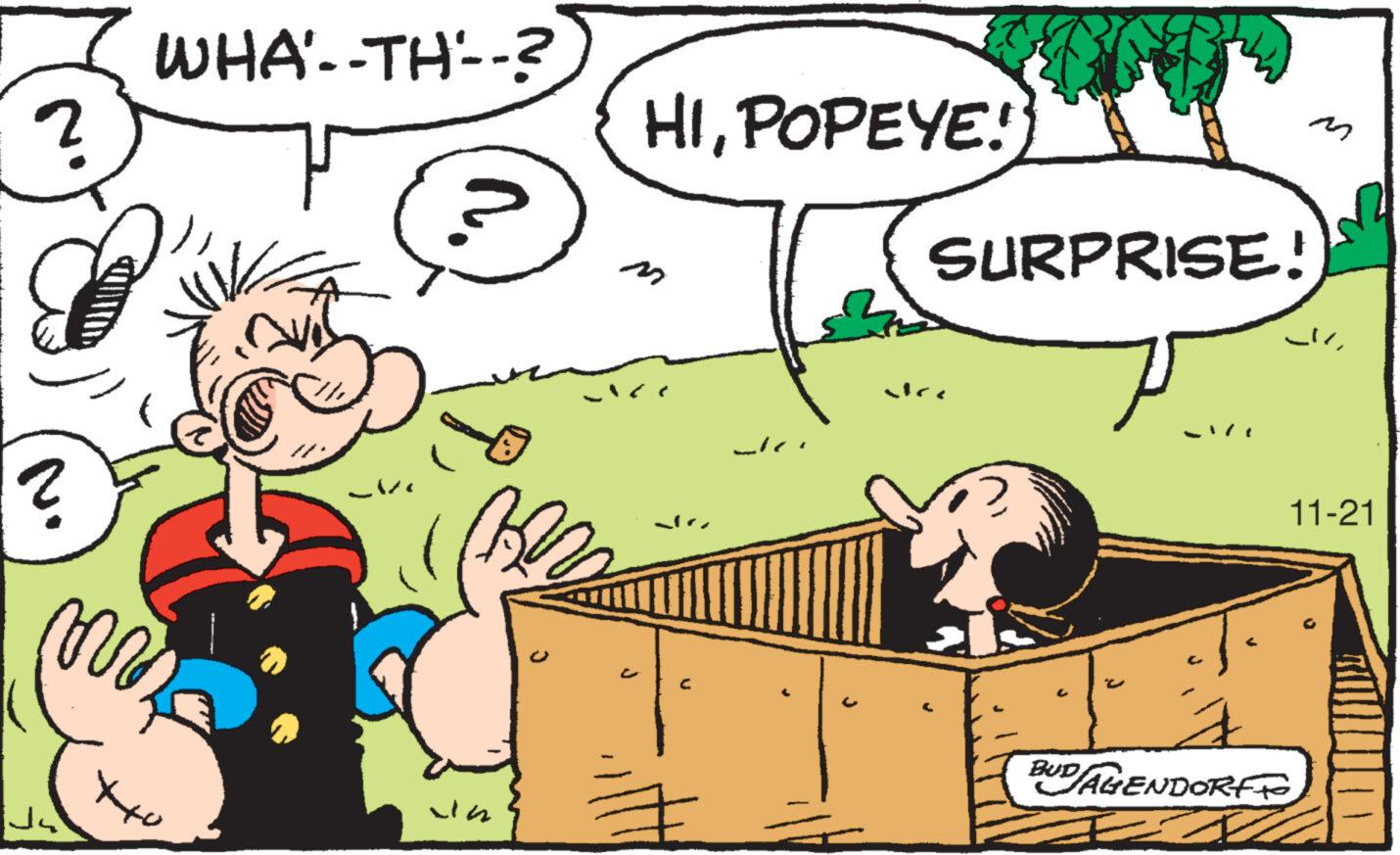 Line OCR: 2 ? ?? WHA'--TH--? T mus Xxx Lin ??? HIPOPEYE! SURPRISE! P. ?? 11-21 BUD/AGENDORFFO 2 ? ?? WHA ' -- TH-- ? T mus Xxx Lin ? ?? HIPOPEYE ! SURPRISE ! P. ? ? 11-21 BUD / AGENDORFFO