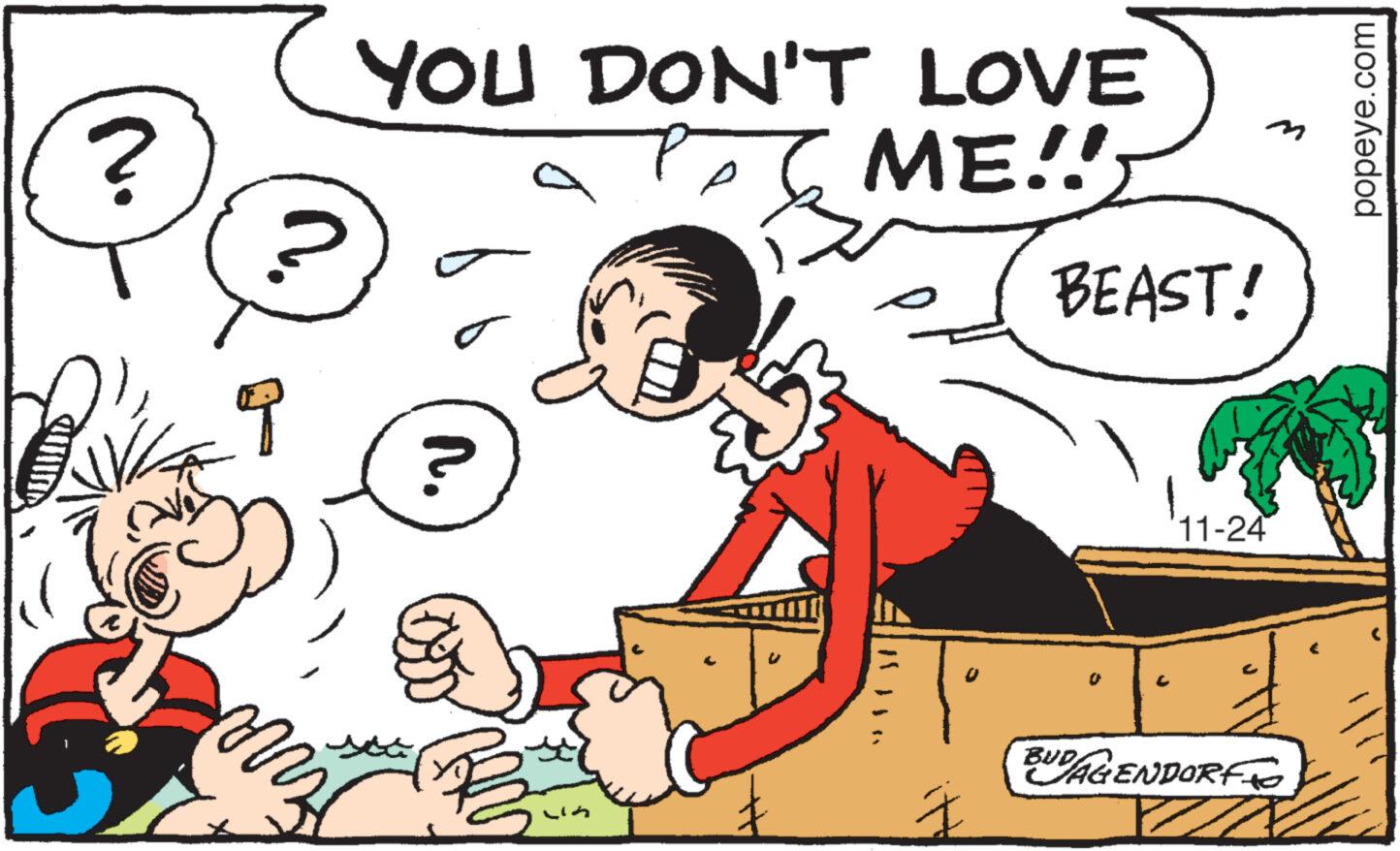 Mammal OCR: ? 9 mis YOU DON'T LOVE ME!! sc n. ? F BEAST! 0 11-24 BUDAGENDORF popeye.com? 9 mis YOU DON'T LOVE ME !! sc n . ? F BEAST ! 0 11-24 BUDAGENDORF popeye.com