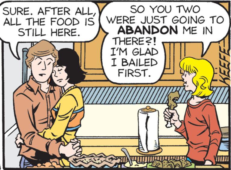 Adaptation OCR: SURE. AFTER ALLALL THE FOOD IS STILL HERE. SO YOU TWO WERE JUST GOING TO ABANDON ME IN THERE?! I'M GLAD I BAILED FIRST. 7 KEEFE SURE . AFTER ALLALL THE FOOD IS STILL HERE . SO YOU TWO WERE JUST GOING TO ABANDON ME IN THERE ?! I'M GLAD I BAILED FIRST . 7 KEEFE