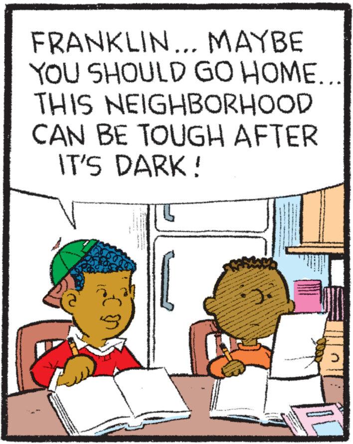 Art OCR: FRANKLIN... MAYBE YOU SHOULD GO HOME... THIS NEIGHBORHOOD CAN BE TOUGH AFTER IT'S DARK! DA d M 1987 ****** FRANKLIN ... MAYBE YOU SHOULD GO HOME ... THIS NEIGHBORHOOD CAN BE TOUGH AFTER IT'S DARK ! DA d M 1987 ******
