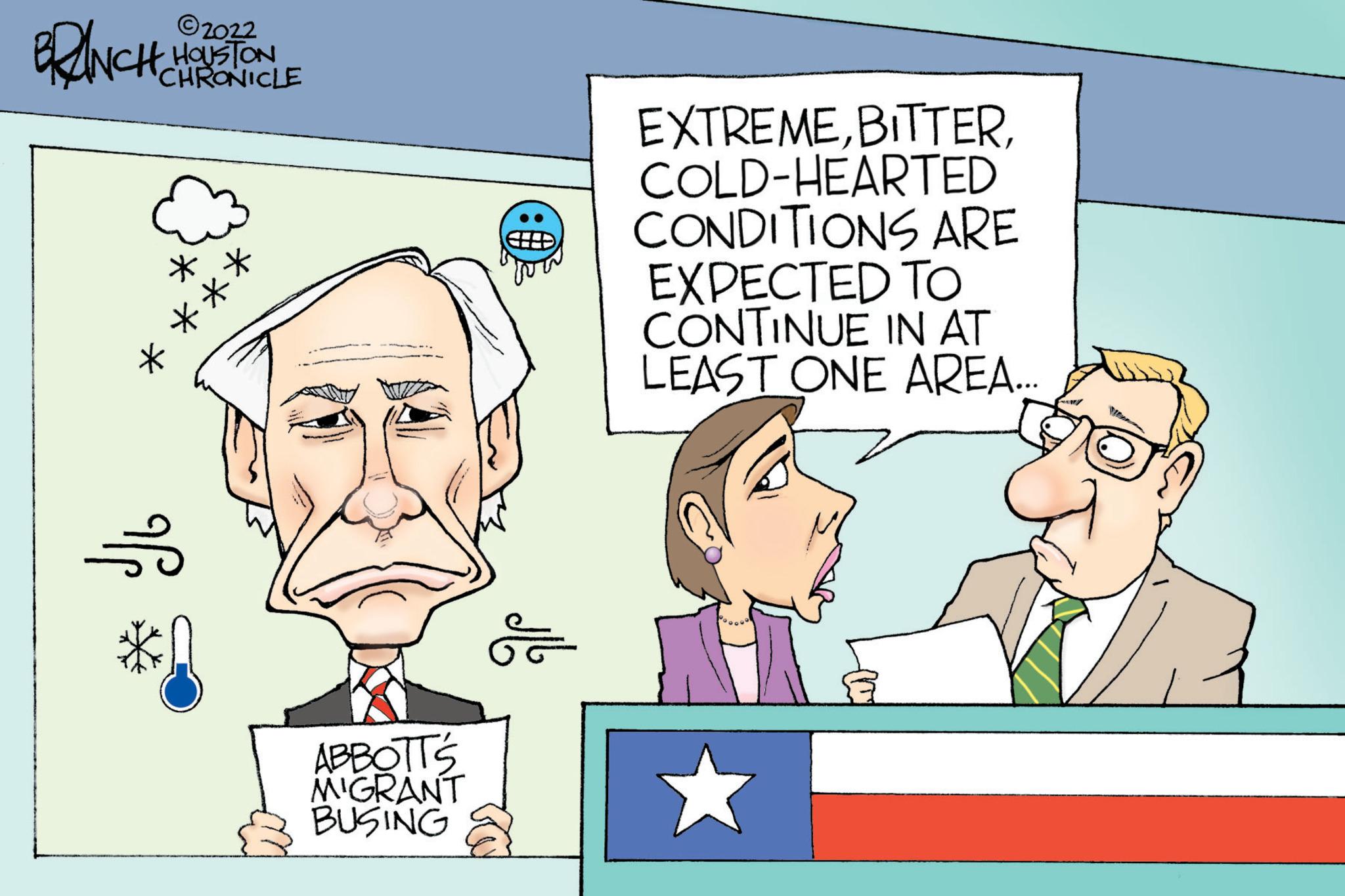 Illustration OCR: ©2022 BRANCH CHILE TICLE CHRONICLE **** ABBOTTS MIGRANT BUSING (0)³² & EXTREMECOLD-HEARTED CONDITIONS ARE EXPECTED TO CONTINUE IN AT LEAST ONE AREA... We © 2022 BRANCH CHILE TICLE CHRONICLE **** ABBOTTS MIGRANT BUSING ( 0 ) ³² & EXTREMECOLD - HEARTED CONDITIONS ARE EXPECTED TO CONTINUE IN AT LEAST ONE AREA ... We