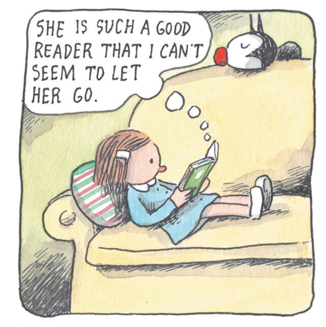 Elbow OCR: SHE IS SUCH A GOOD READER THAT I CAN'T SEEM TO LET HER GO. ooo SHE IS SUCH A GOOD READER THAT I CAN'T SEEM TO LET HER GO . ooo