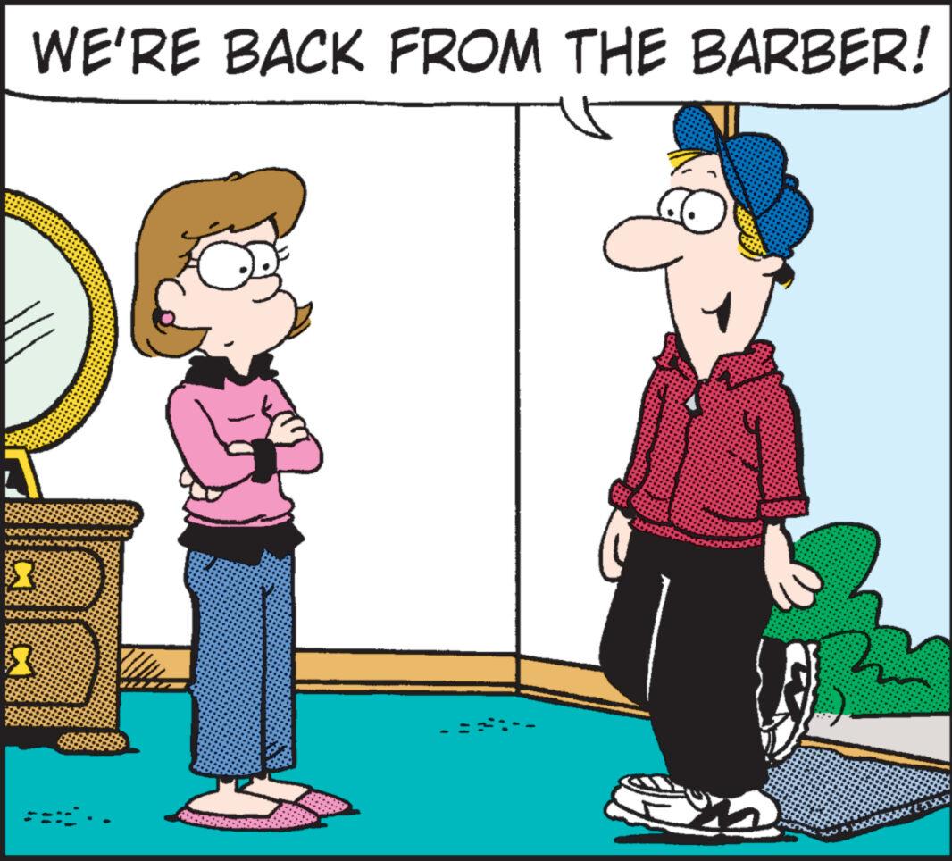 Interaction OCR: WE'RE BACK FROM THE BARBER! 1 m WE'RE BACK FROM THE BARBER ! 1 m