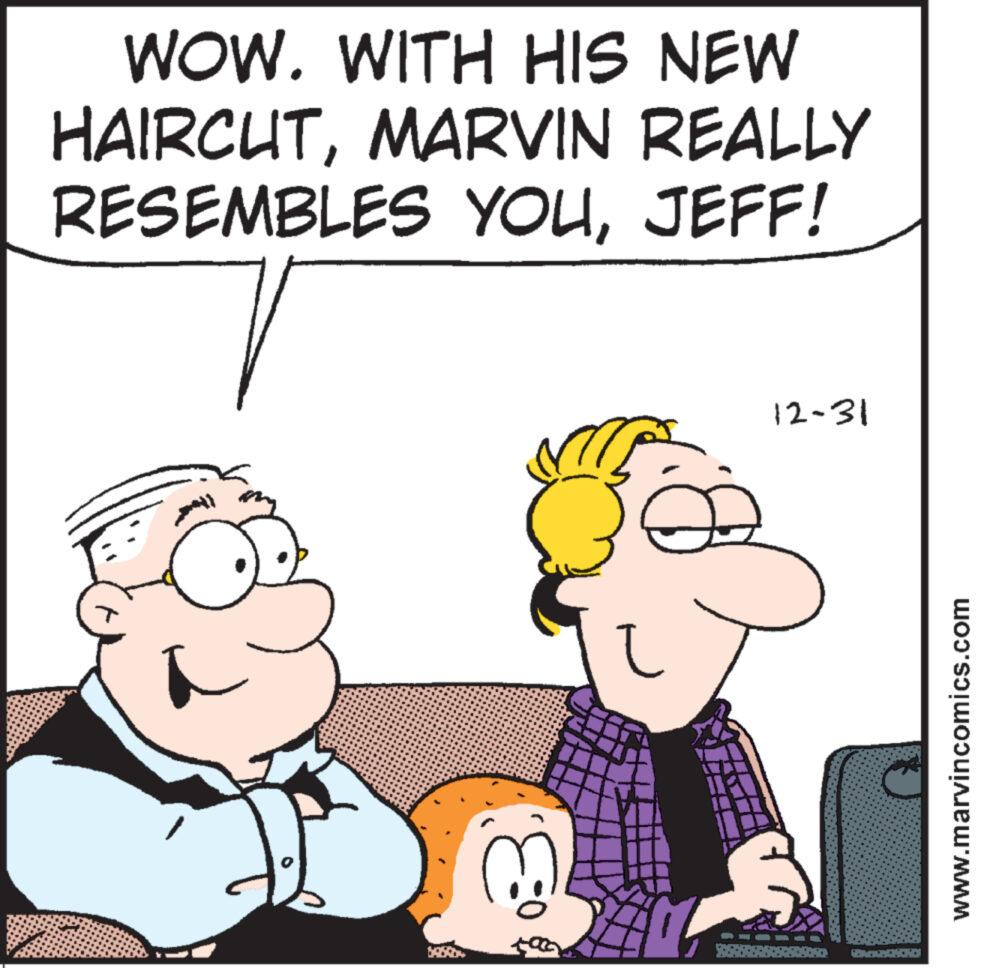 Mammal OCR: WOW. WITH HIS NEW HAIRCUTMARVIN REALLY RESEMBLES YOUJEFF! T & l 12-31 www.marvincomics.com WOW . WITH HIS NEW HAIRCUTMARVIN REALLY RESEMBLES YOUJEFF ! T & l 12-31 www.marvincomics.com