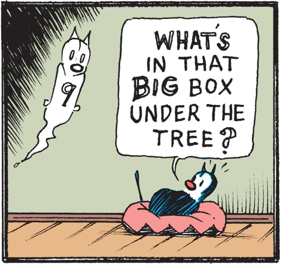 Drawing OCR: w www too .ar .. WHAT'S IN THAT BIG BOX UNDER THE TREE? w www too .ar .. WHAT'S IN THAT BIG BOX UNDER THE TREE ?