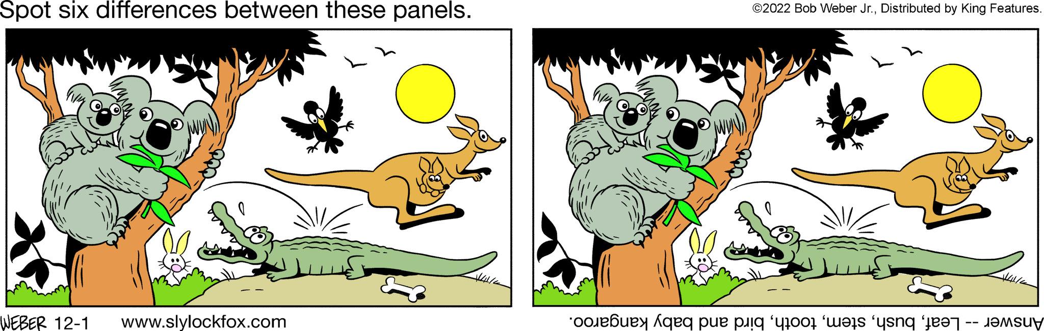 Font OCR: Spot six differences between these panels. WEBER 12-1 www.slylockfox.com / ?2022 Bob Weber Jr.Distributed by King Features. be per les con el t Spot six differences between these panels . WEBER 12-1 www.slylockfox.com / ?2022 Bob Weber Jr.Distributed by King Features . be per les con el t