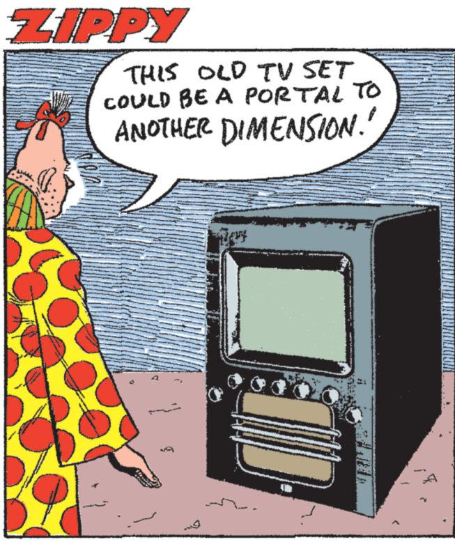 Analog television OCR: ZIPPY THIS OLD TV SET COULD BE A PORTAL TO ANOTHER DIMENSION." ***** wwww - - C ZIPPY THIS OLD TV SET COULD BE A PORTAL TO ANOTHER DIMENSION . " ***** wwww - - C