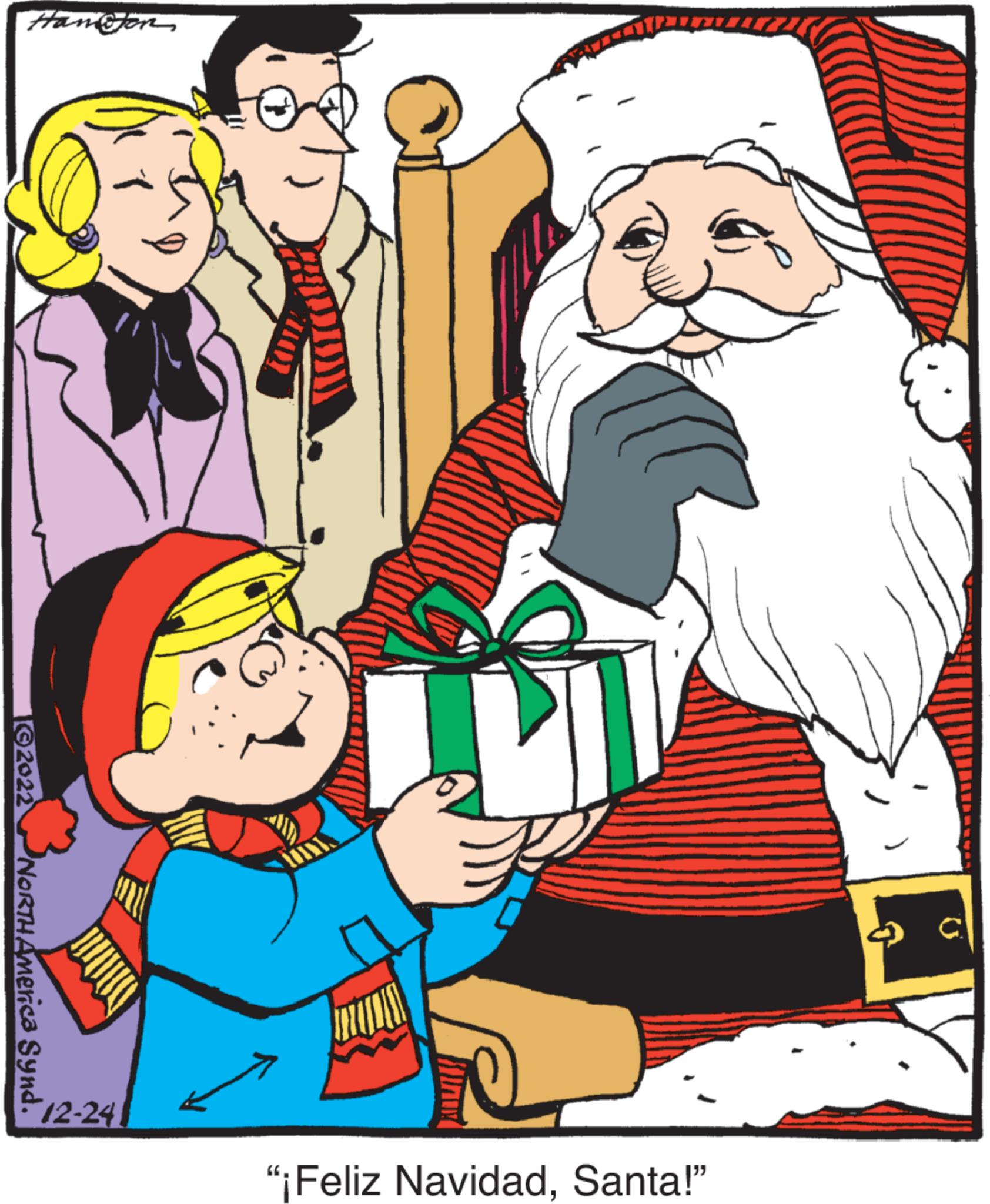 Fictional character OCR: Famon ©2022 NORTHAmerica Synd. 12-24 “;Feliz NavidadSanta!” C. Famon © 2022 NORTHAmerica Synd . 12-24 “ ; Feliz NavidadSanta ! ” C.