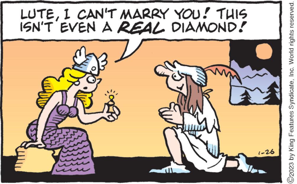 Gesture OCR: LUTEI CAN'T MARRY YOU! THIS ISN'T EVEN A REAL DIAMOND! www 1-26 ?2023 by King Features SyndicateInc. World rights reserved. LUTEI CAN'T MARRY YOU ! THIS ISN'T EVEN A REAL DIAMOND ! www 1-26 ?2023 by King Features SyndicateInc. World rights reserved .