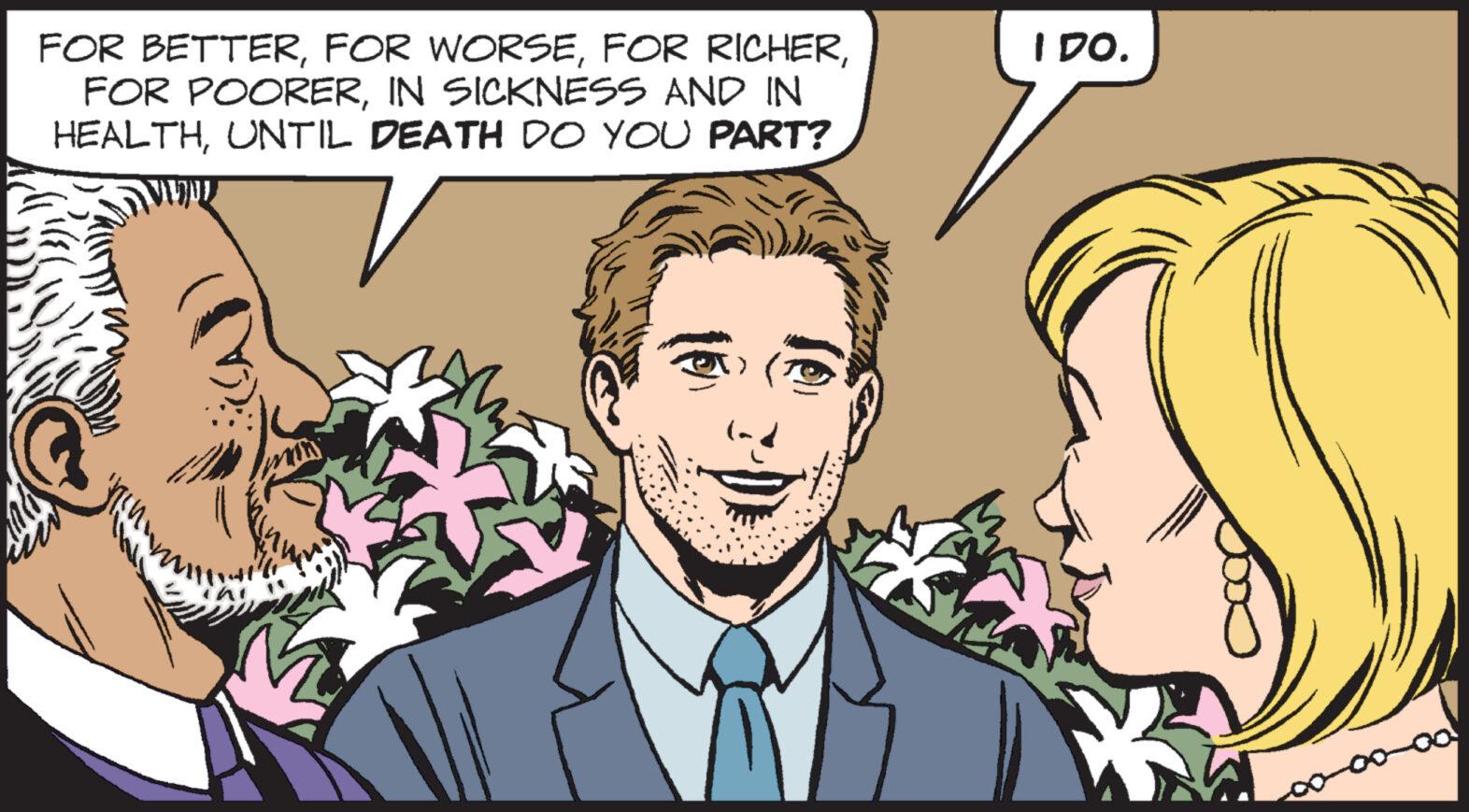 Font OCR: FOR BETTERIN SICKNESS AND IN HEALTHUNTIL DEATH DO YOU PART? I DO. -00 FOR BETTERFOR WORSEFOR RICHERFOR POORERIN SICKNESS AND IN HEALTHUNTIL DEATH DO YOU PART ? I DO . -00