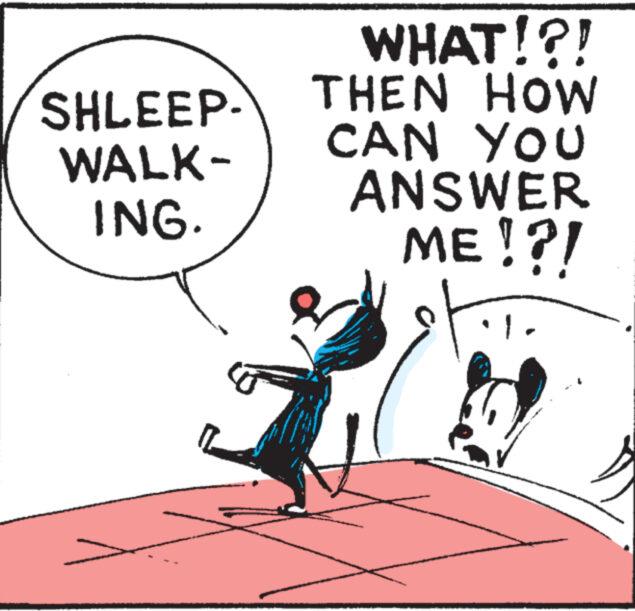 Rectangle OCR: SHLEEP. WALK- ING. WHAT!?! THEN HOW CAN YOU ANSWER ME!?! € wwwwww SHLEEP . WALK ING . WHAT ! ? ! THEN HOW CAN YOU ANSWER ME ! ? ! € wwwwww