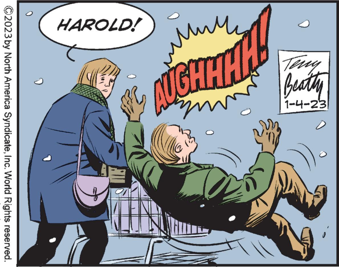 Humour OCR: ????? Beatly 1-4-23 ???? HAROLD! ???? why ?2023 by North America SyndicateInc. World Rights reserved. ????? Beatly 1-4-23 ???? HAROLD ! ???? why ?2023 by North America SyndicateInc. World Rights reserved .