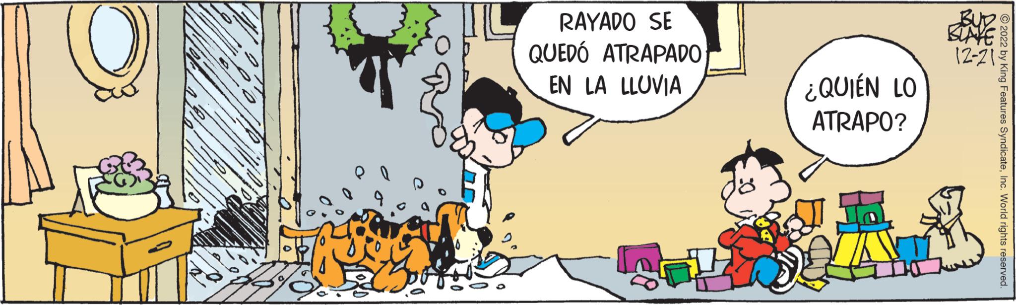 Mode of transport OCR: RAYADO SE QUEDÓ ATRAPADO EN LA LLUVIA ¿QUIÉN LO ATRAPO? BUNY 12-21 ?2022 by King Features SyndicateInc. World rights reserved. RAYADO SE QUEDÓ ATRAPADO EN LA LLUVIA ¿ QUIÉN LO ATRAPO ? BUNY 12-21 ?2022 by King Features SyndicateInc. World rights reserved .
