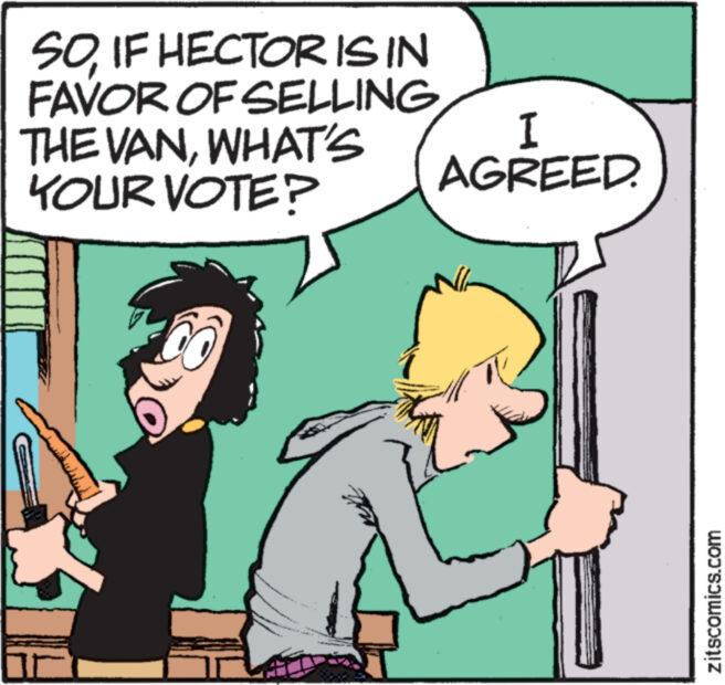 Interaction OCR: SOIF HECTOR IS IN FAVOR OF SELLING THE VANWHAT'S YOUR VOTE? wwwwww www I AGREED. zitscomics.com SOIF HECTOR IS IN FAVOR OF SELLING THE VANWHAT'S YOUR VOTE ? wwwwww www I AGREED . zitscomics.com