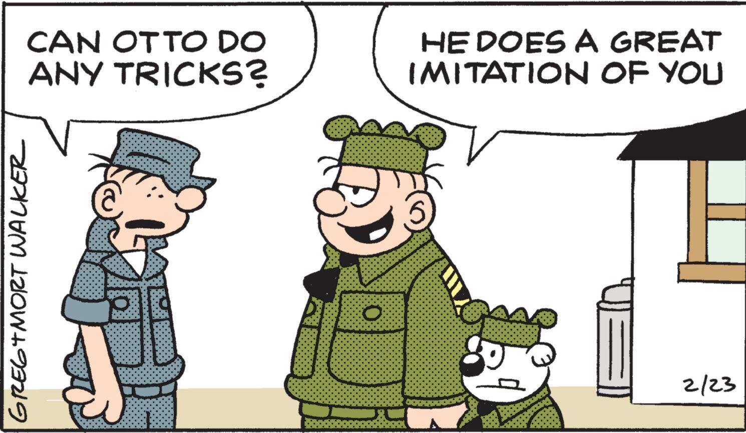 Event OCR: CAN OTTO DO ANY TRICKS? GREGTMORT WALKER Ö HE DOES A GREAT IMITATION OF YOU 85 2/23 CAN OTTO DO ANY TRICKS ? GREGTMORT WALKER Ö HE DOES A GREAT IMITATION OF YOU 85 2/23