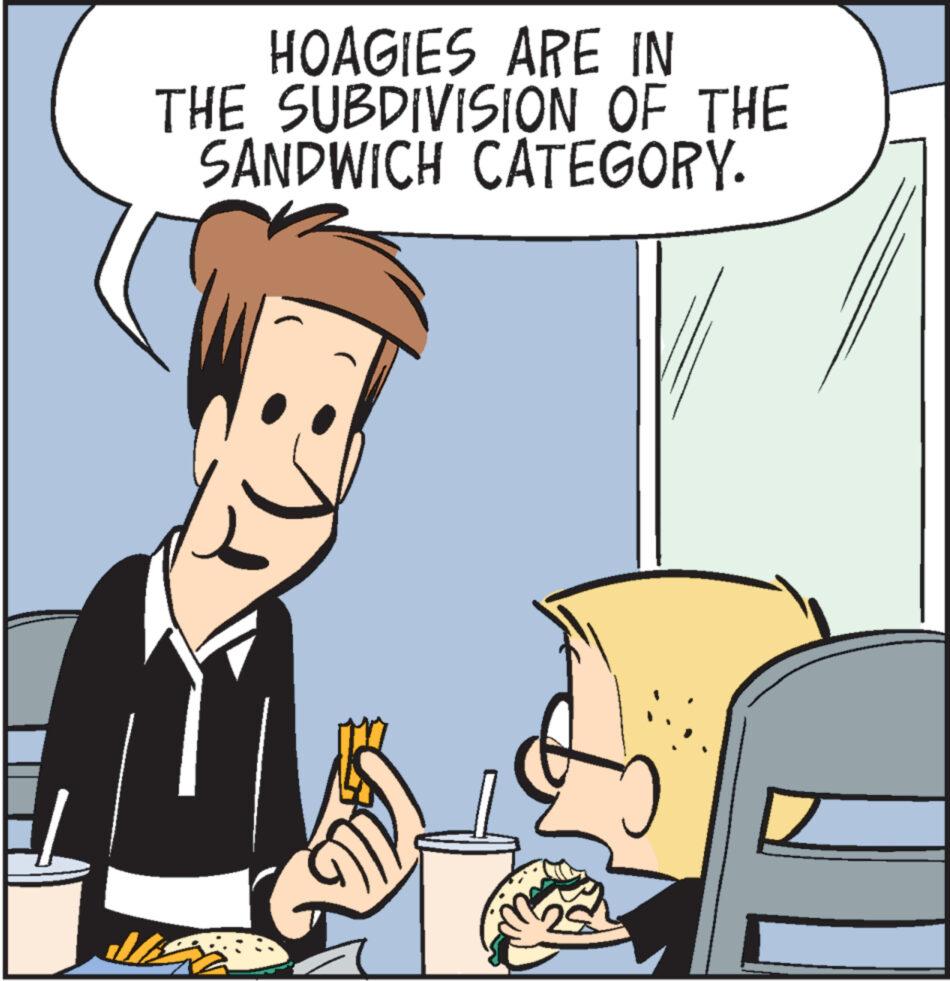 Art OCR: HOAGIES ARE IN THE SUBDIVISION OF THE SANDWICH CATEGORY. $ HOAGIES ARE IN THE SUBDIVISION OF THE SANDWICH CATEGORY . $