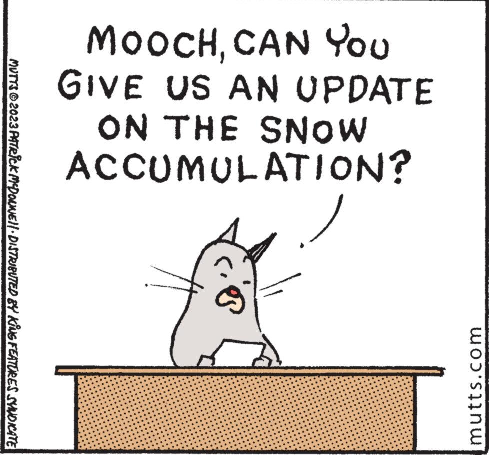 Slope OCR: MUTTS © 2023 PATRICK MCDONNE||· DISTRIBUTED BY KING FEATURES SYNDICATE MOOCHCAN YOU GIVE US AN UPDATE ON THE SNOW ACCUMULATION? mutts.com MUTTS © 2023 PATRICK MCDONNE || · DISTRIBUTED BY KING FEATURES SYNDICATE MOOCHCAN YOU GIVE US AN UPDATE ON THE SNOW ACCUMULATION ? mutts.com